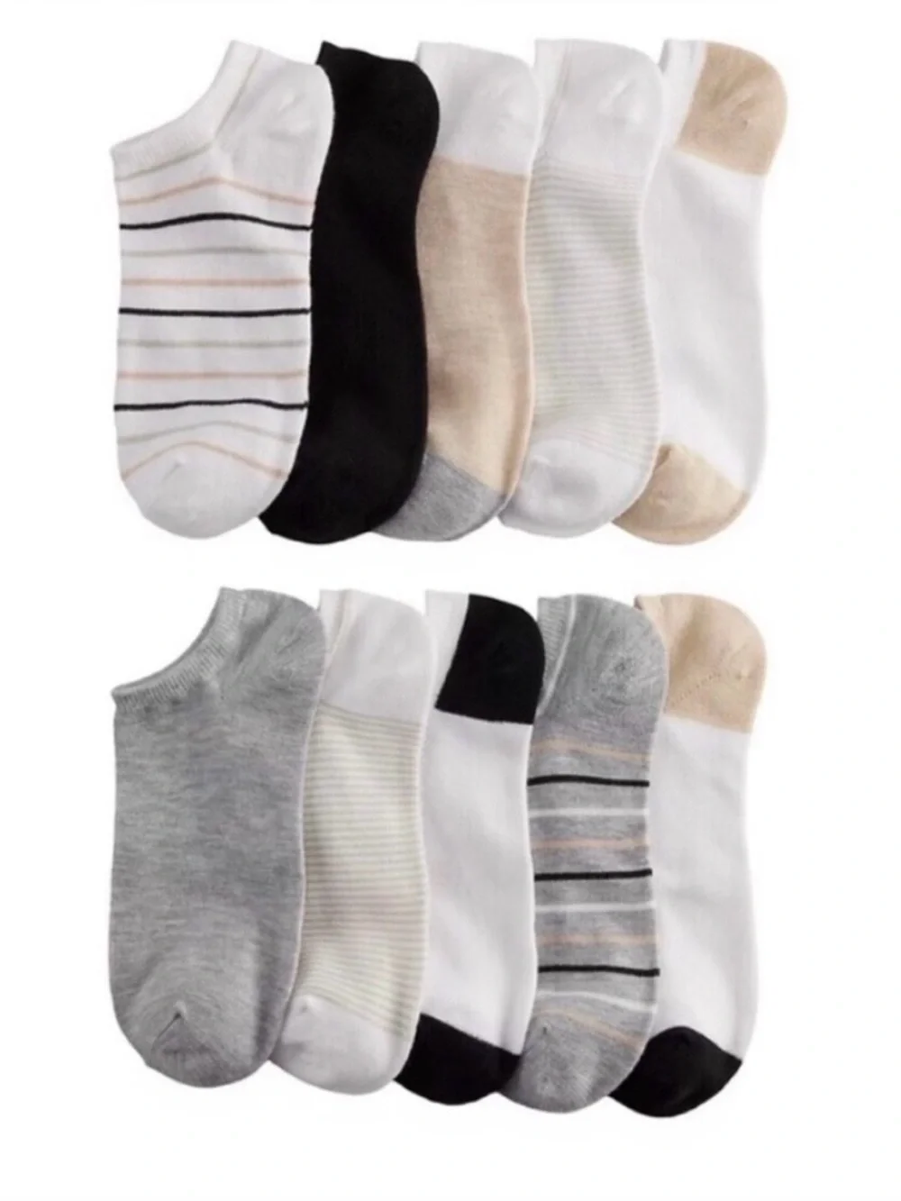 New Sonoma Socks Bundle 2 Packs Women 10 Pair Each No Show Socks;Solid & Striped